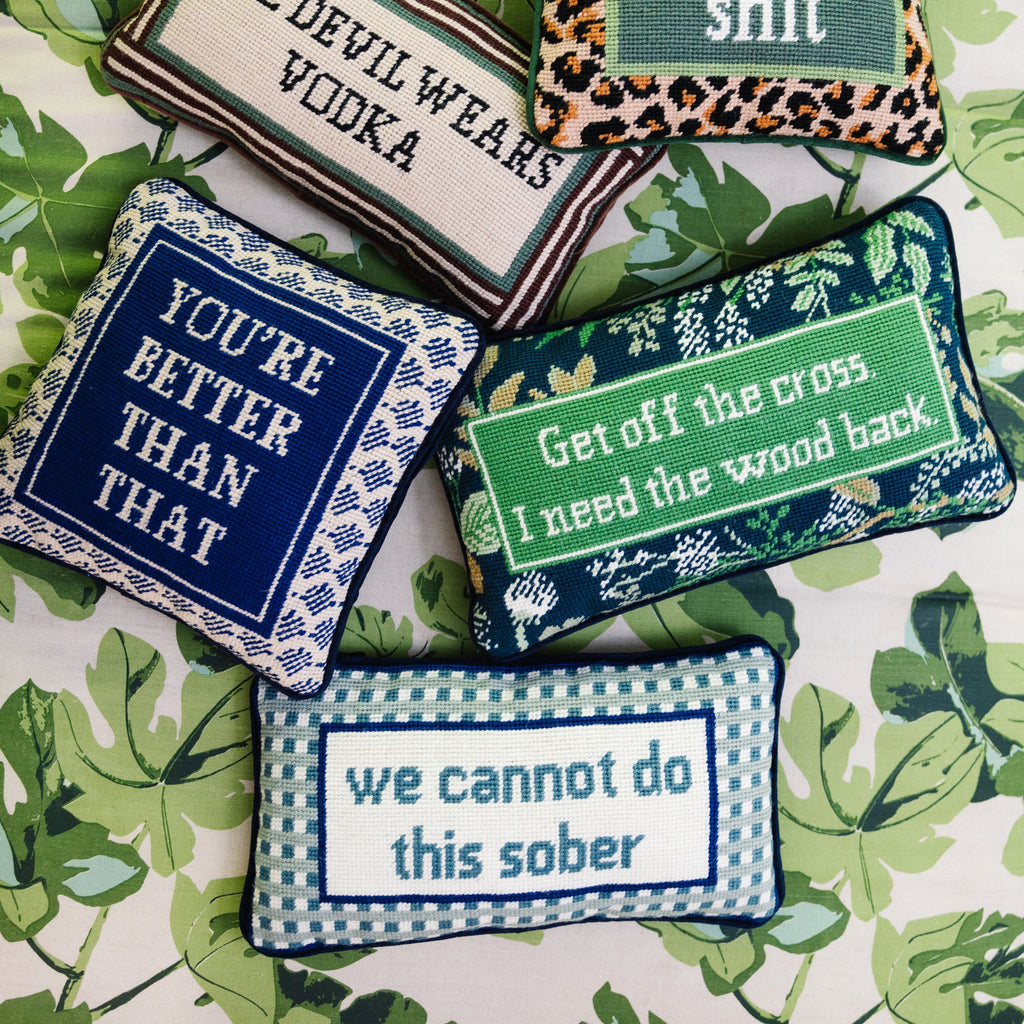 Sober Needlepoint Pillow - Noble Designs