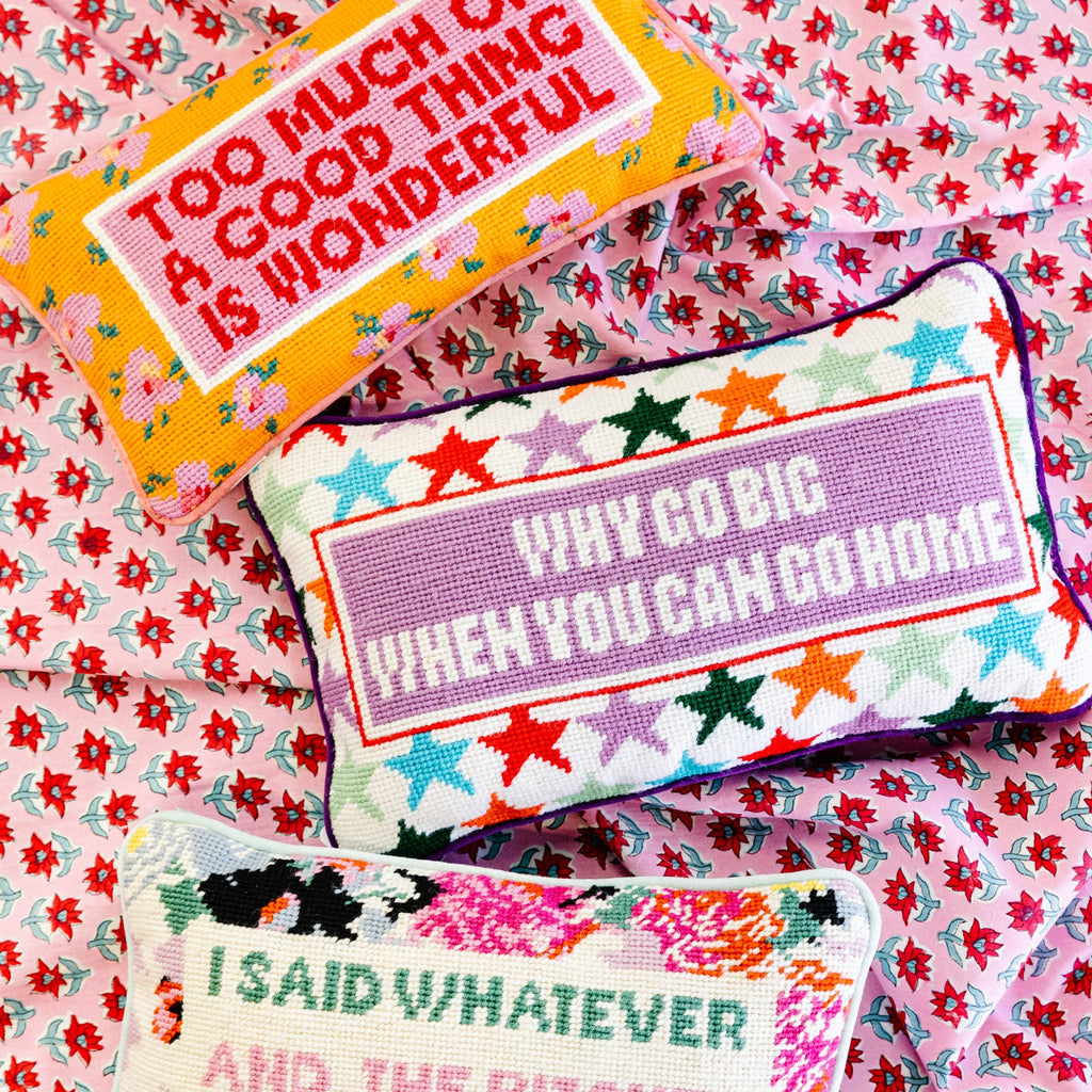 Too Much Needlepoint Pillow - Noble Designs