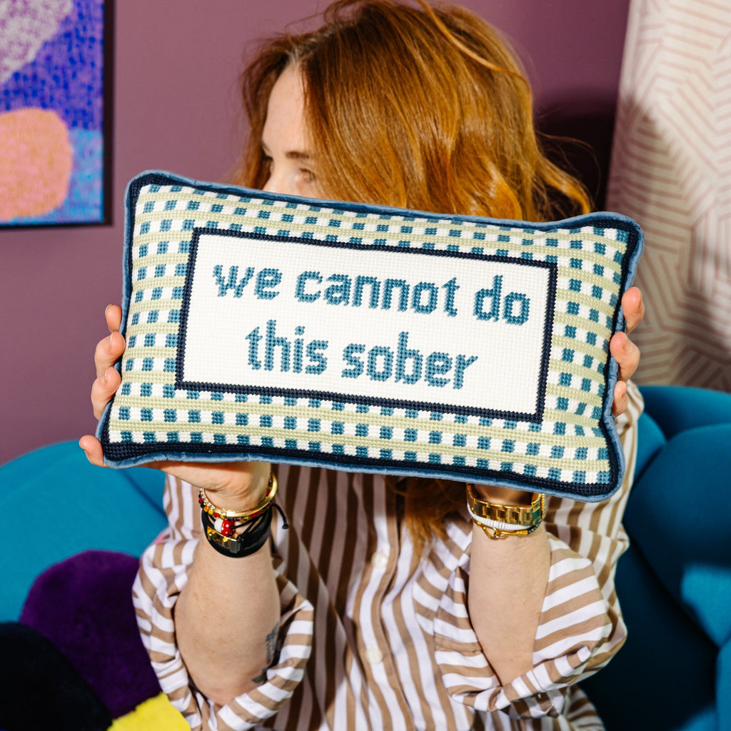 Sober Needlepoint Pillow - Noble Designs