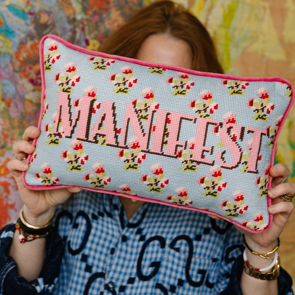 Manifest Needlepoint Pillow - Noble Designs