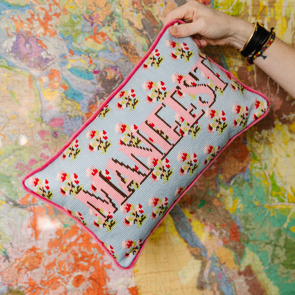 Manifest Needlepoint Pillow - Noble Designs