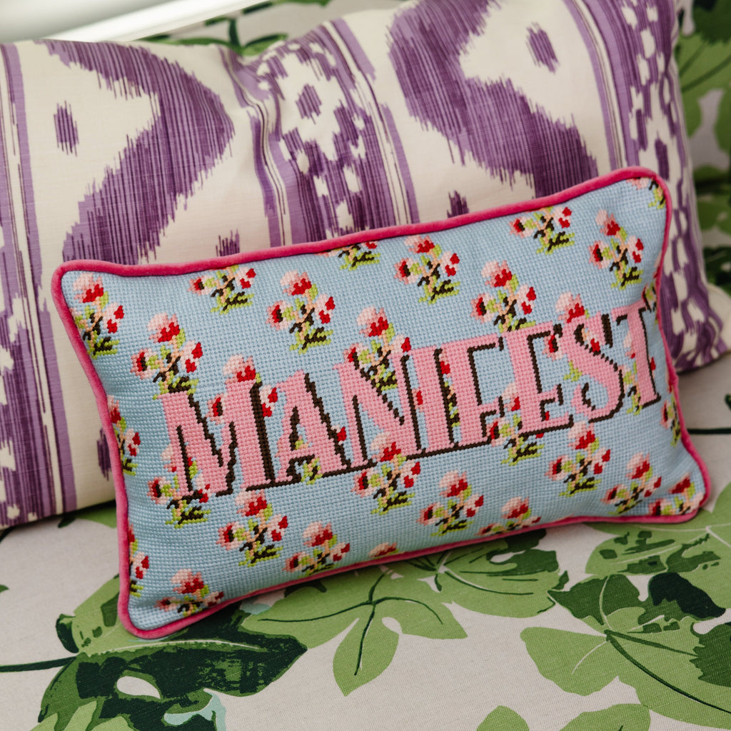 Manifest Needlepoint Pillow - Noble Designs