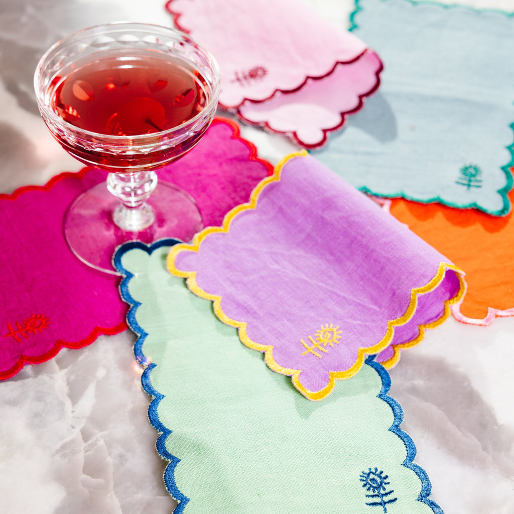 Icon Linen Cocktail Napkins, Set of 6 - Noble Designs