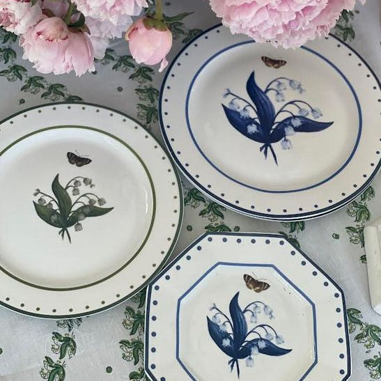 Lily of The Valley Green and White Dinner Plate - Noble Designs