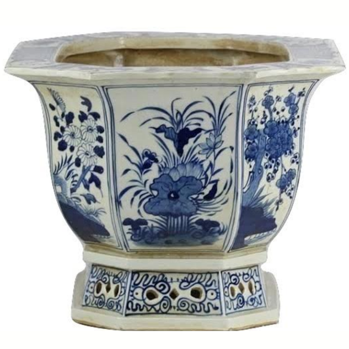 Village Scene Scalloped Pierced Planter - Noble Designs