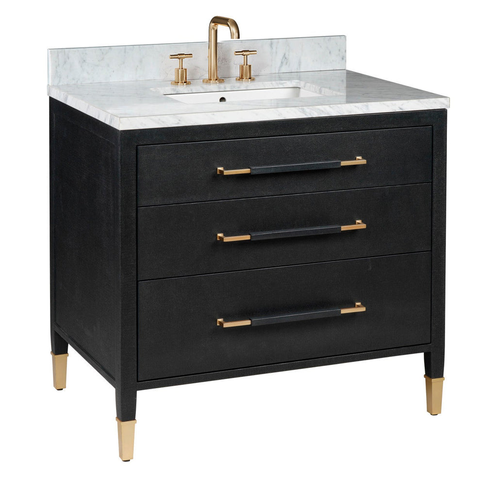 Verona 36" Black Linen Vanity with Rectangular Undermount Sink - Noble Designs