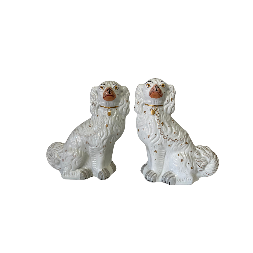 Pair Of Staffordshire Porcelain Dog Figurines - Noble Designs