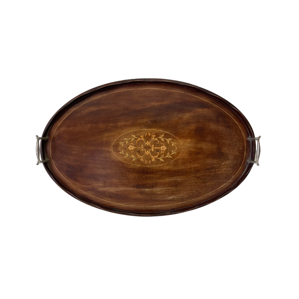 Antique Mahogany Oval Tray - Noble Designs