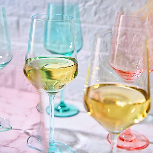 Colored Crystal Wine Glass, Set of 6 - Noble Designs