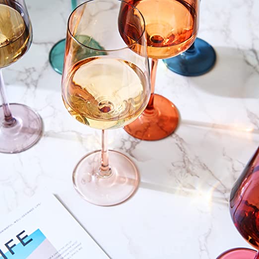 Colored Crystal Wine Glass, Set of 6 - Noble Designs