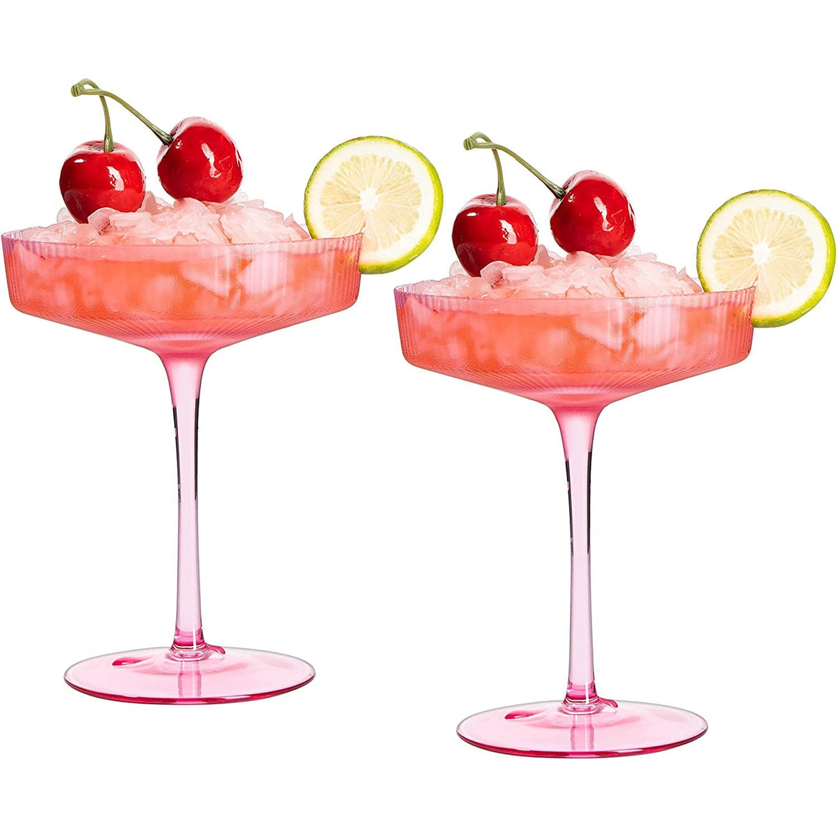 The Wine Savant Ribbed Coupe Cocktail Glasses, Set of 2 - Noble Designs
