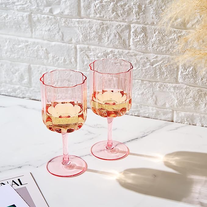 Flower Vintage Wine Glassware, Set of 2 - Noble Designs