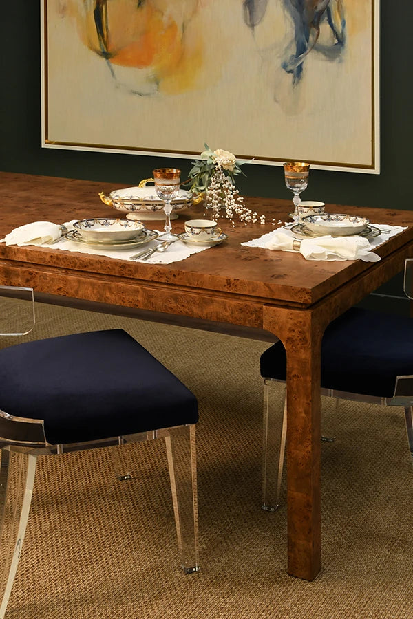 Adams Dark Burl Wood Dining Table