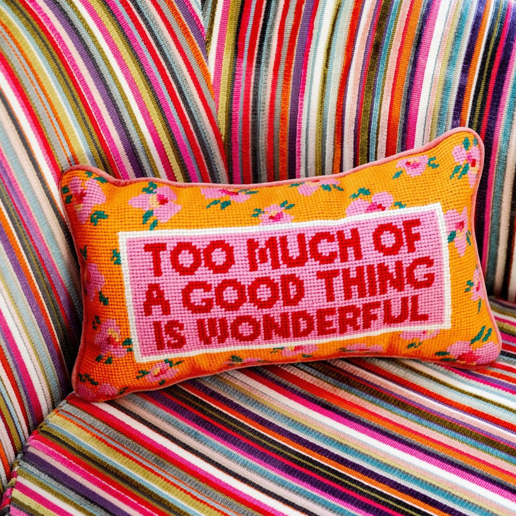 Too Much Needlepoint Pillow - Noble Designs