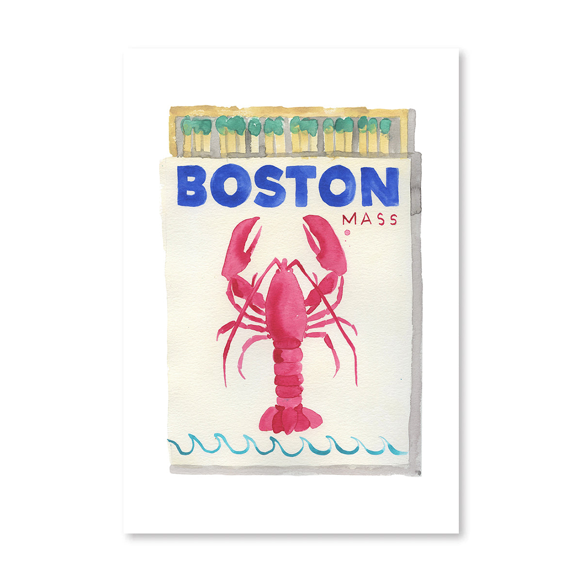 Boston Matchbook Art Print-Noble Designs