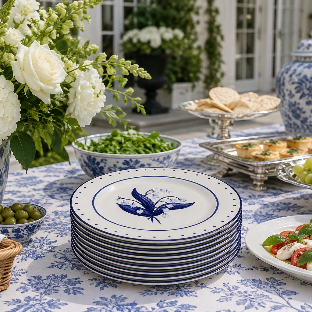 Lily of the Valley Blue and White Dinner Plate