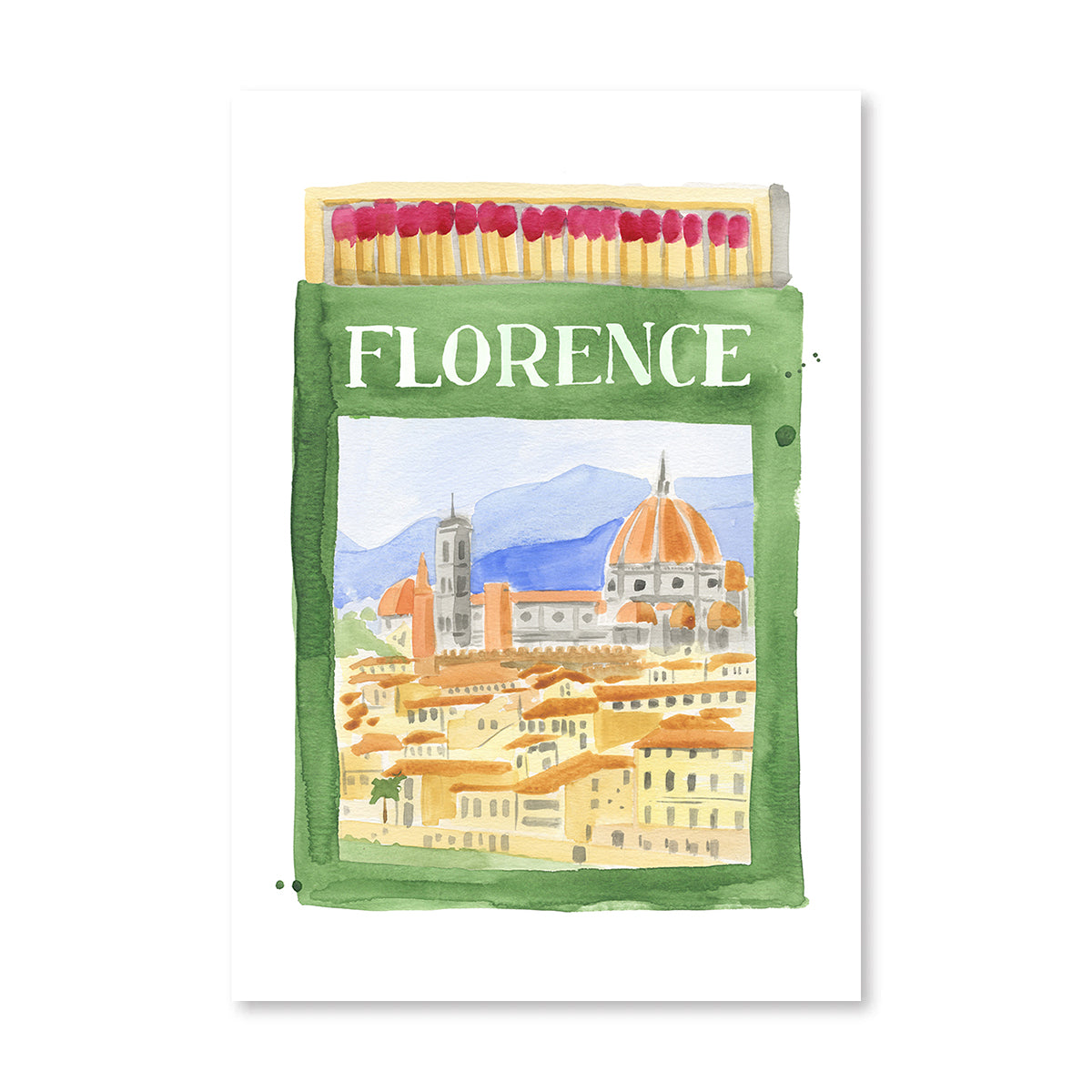 Florence Matchbook Art Print-Noble Designs