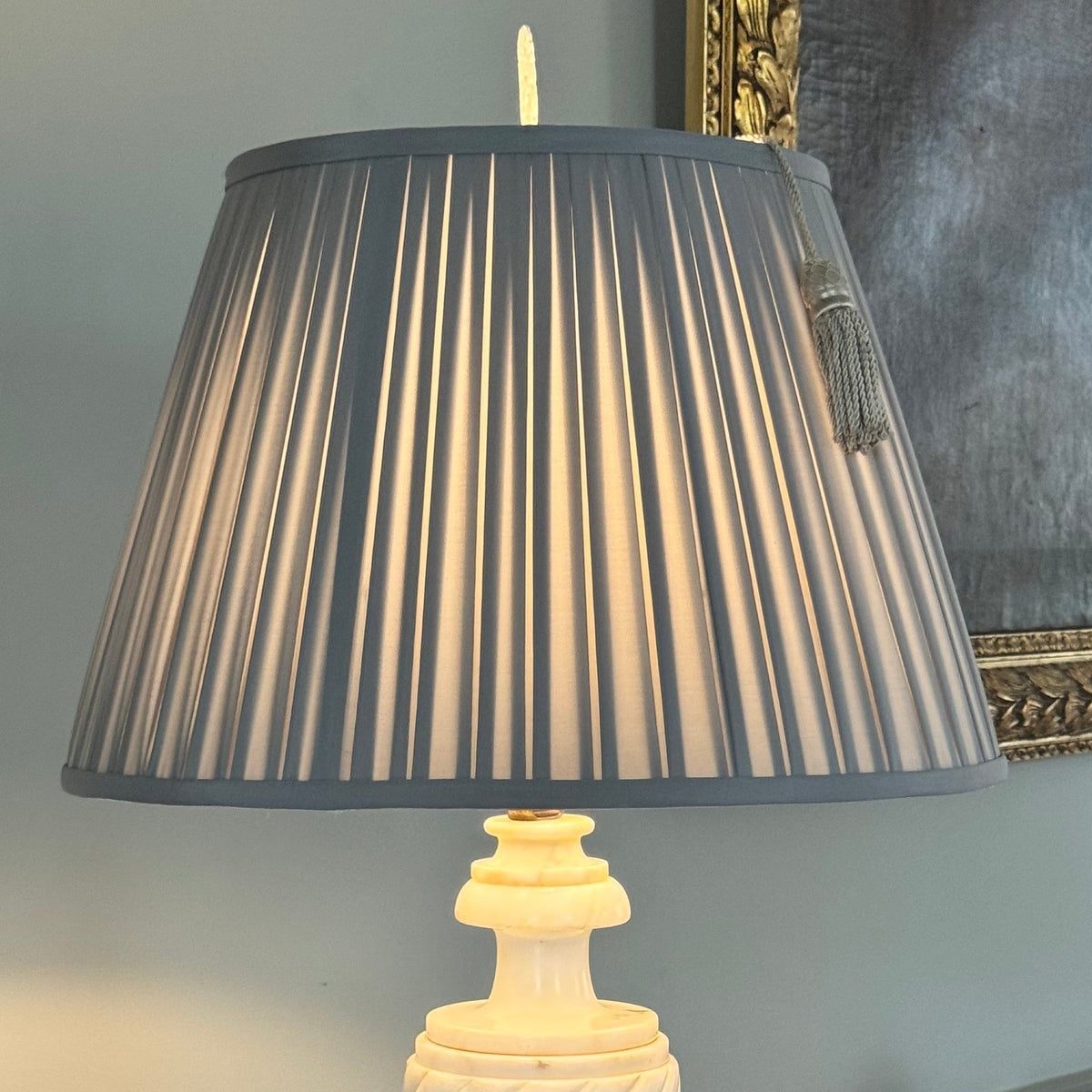 Fog Blue Box Pleated Lampshade-Noble Designs