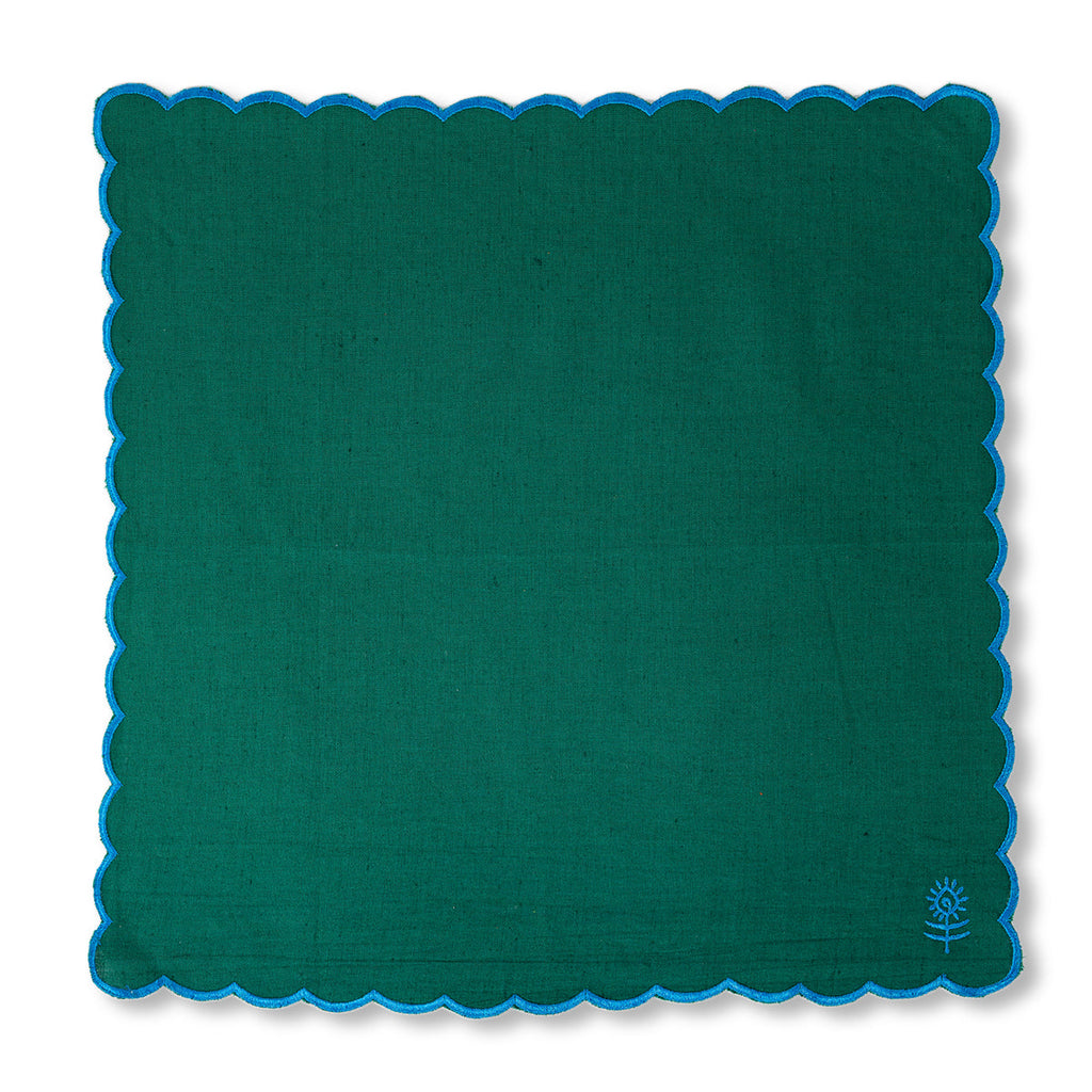 Icon Linen Napkins in Emerald and Peacock, Set of 4 - Noble Designs