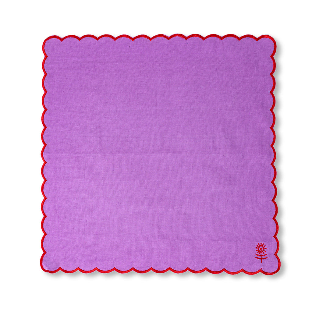 Icon Linen Napkins in Lilac and Cherry, Set of 4 - Noble Designs