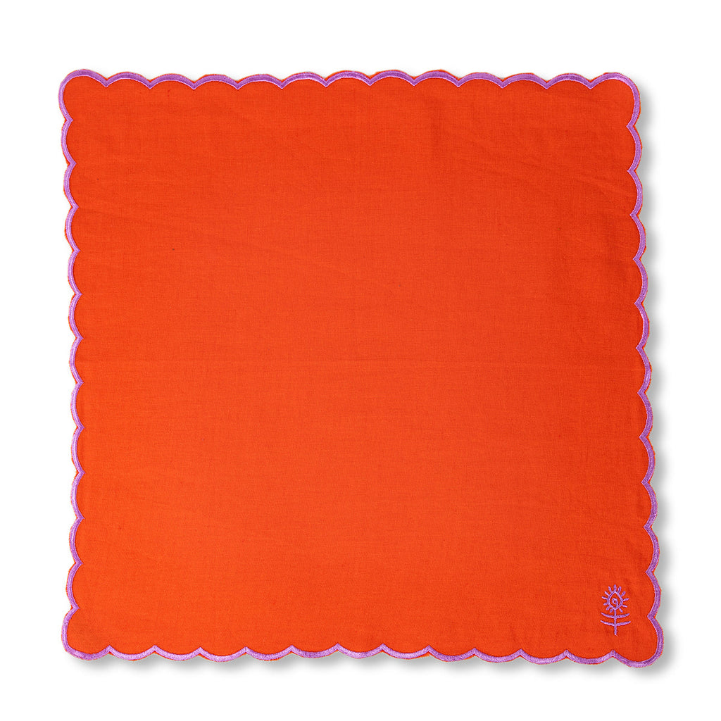 Icon Linen Napkins in Orange and Lilac, Set of 4 - Noble Designs