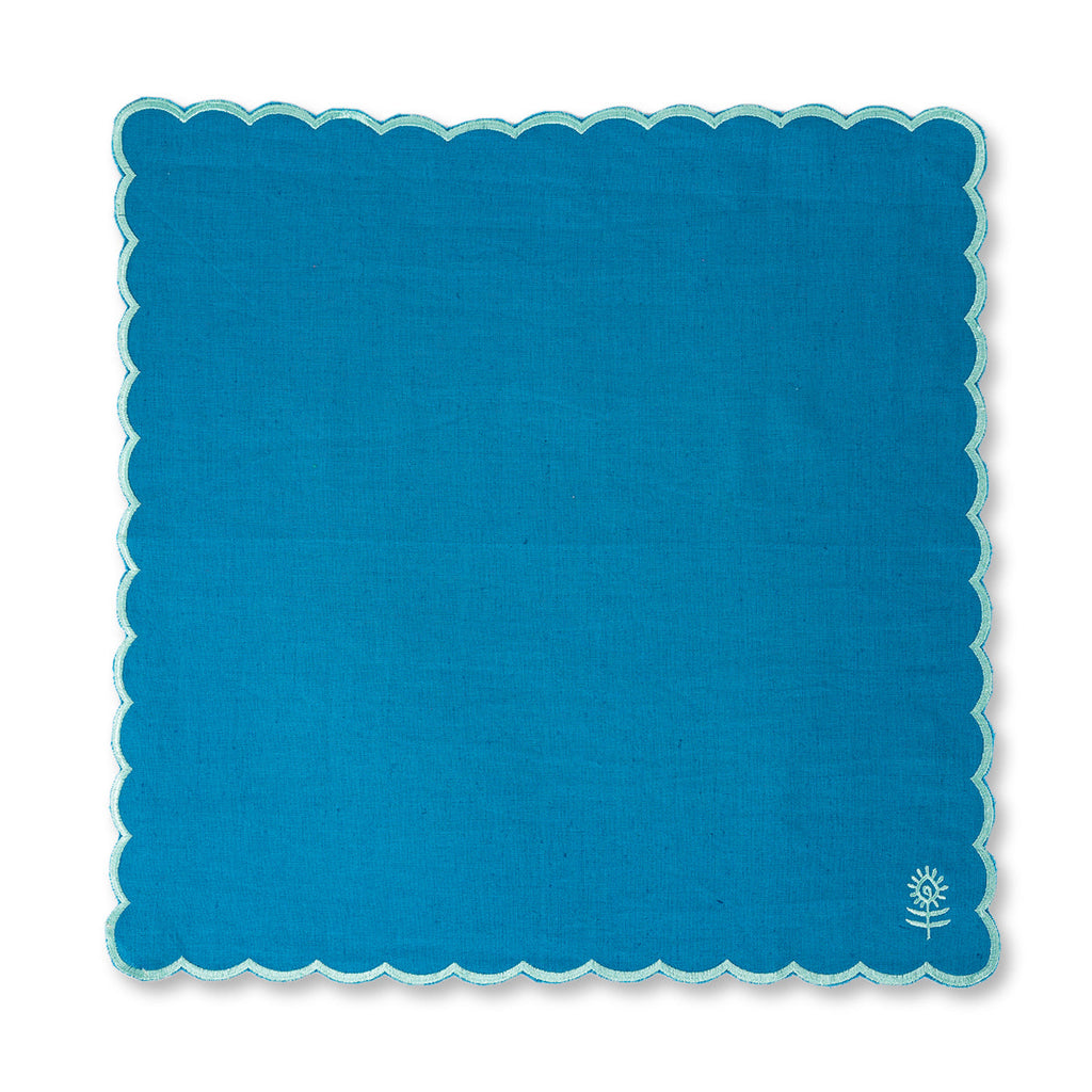 Icon Linen Napkins in Peacock and Mint, Set of 4 - Noble Designs