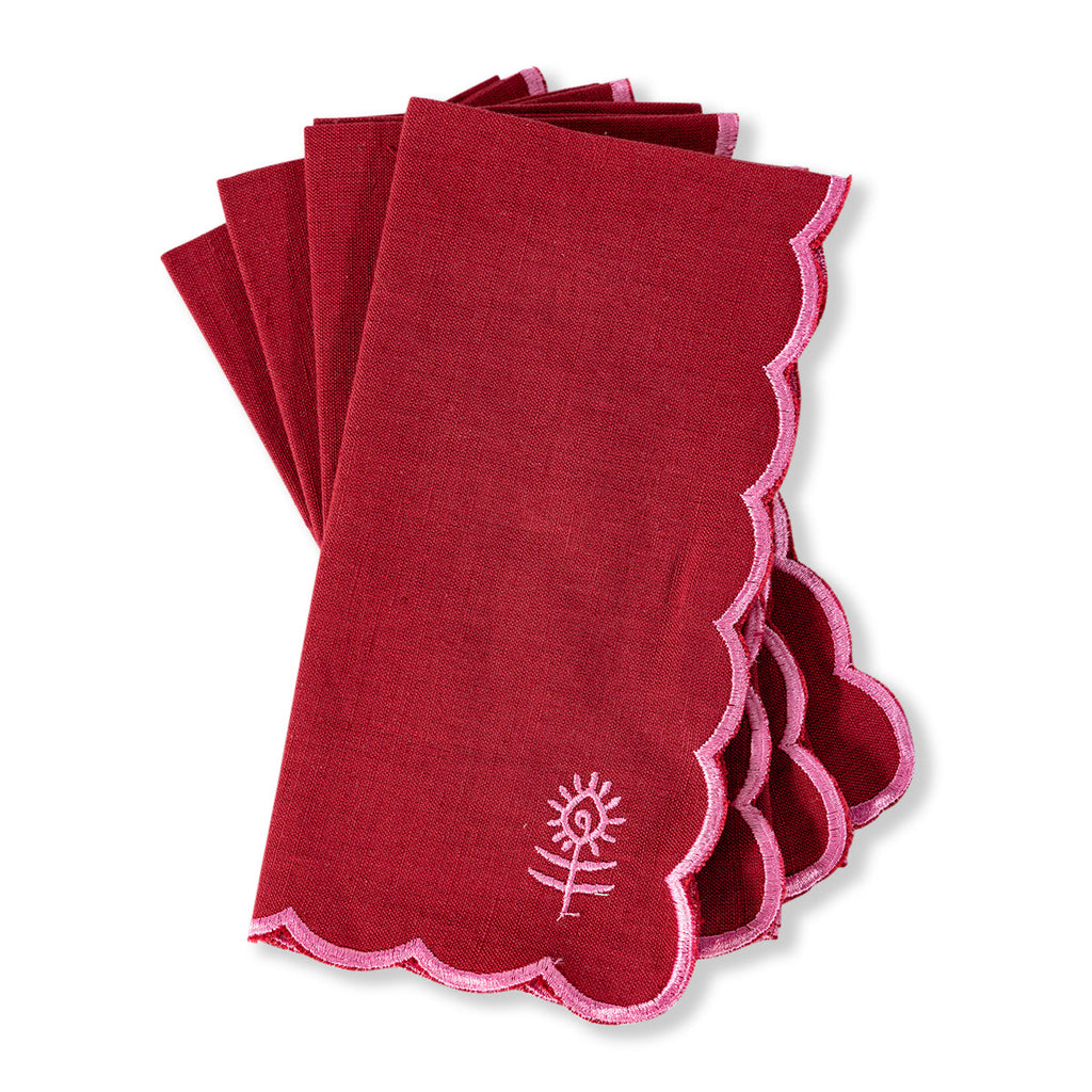 Icon Linen Napkins in Wine and Pink, Set of 4 - Noble Designs