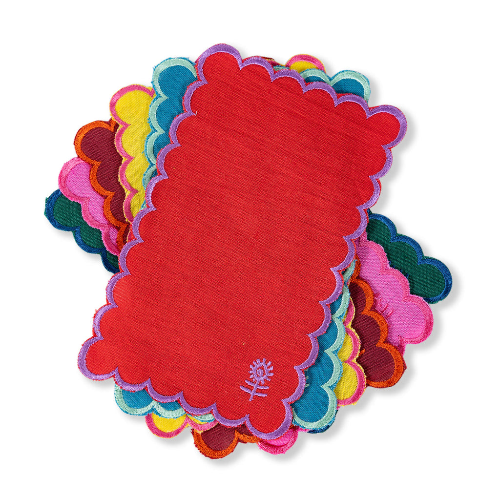 Icon Linen Cocktail Napkins in Rainbow, Set of 6 - Noble Designs