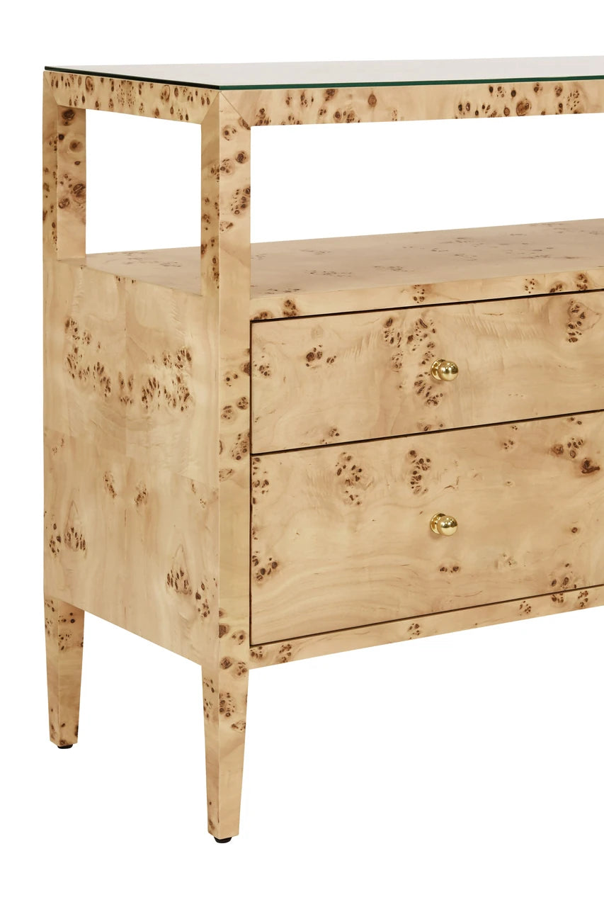 Jordan Burl Wood Six Drawer Console