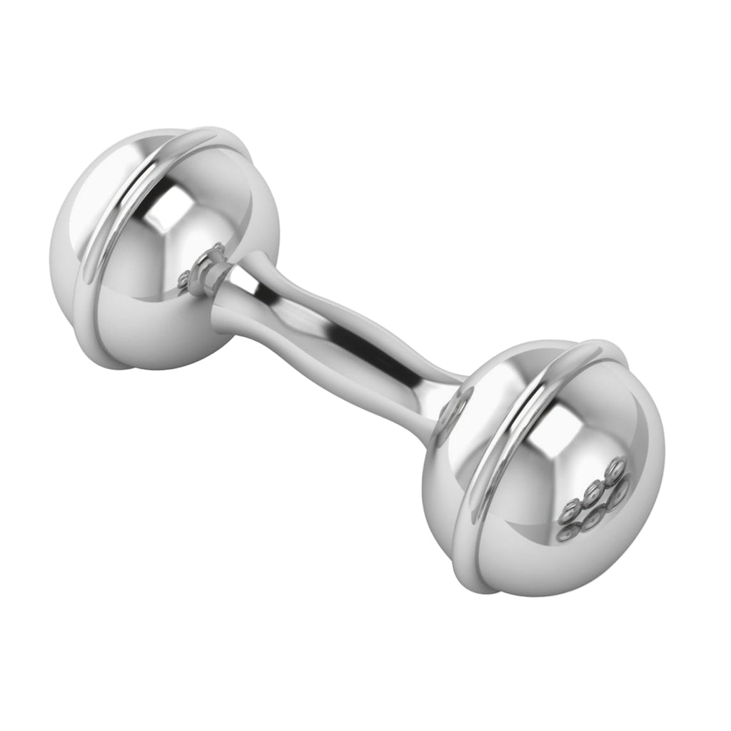 Krysaliis Sterling Silver Dumbbell Baby Rattle - Noble Designs