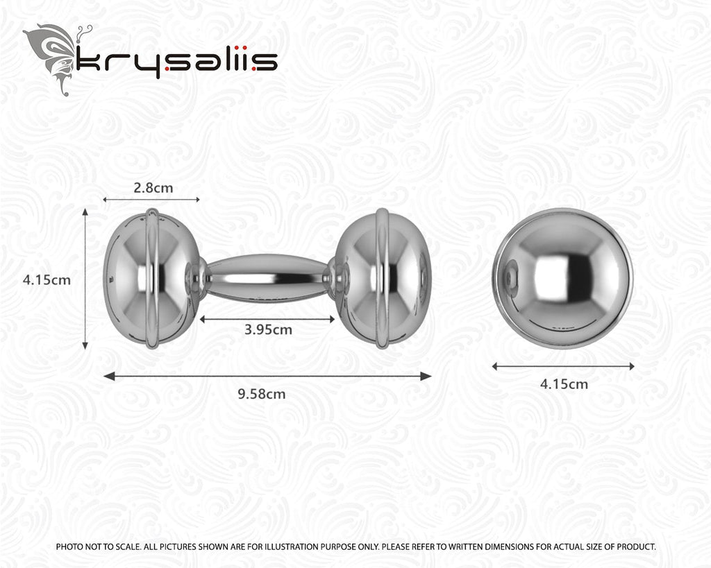 Krysaliis Sterling Silver Dumbbell Baby Rattle - Noble Designs