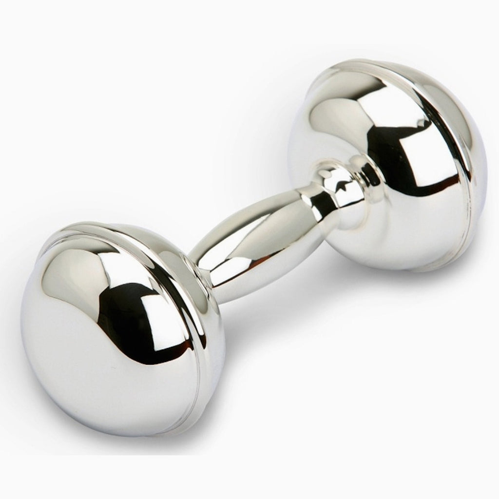 Krysaliis Sterling Silver Dumbbell Baby Rattle - Noble Designs
