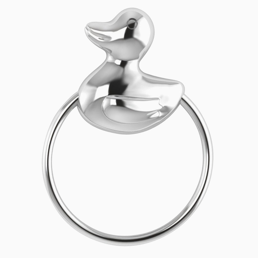 Krysaliis Sterling Silver Baby Rattle - Duck Ring - Noble Designs