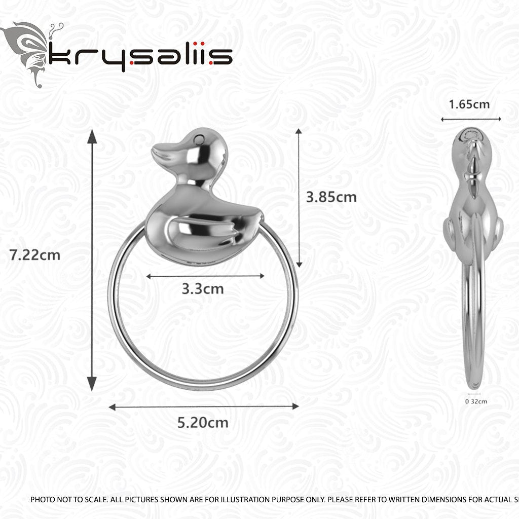 Krysaliis Sterling Silver Baby Rattle - Duck Ring - Noble Designs