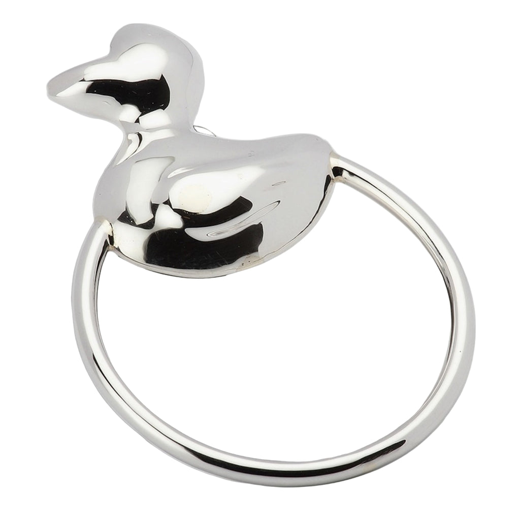 Krysaliis Sterling Silver Baby Rattle - Duck Ring - Noble Designs