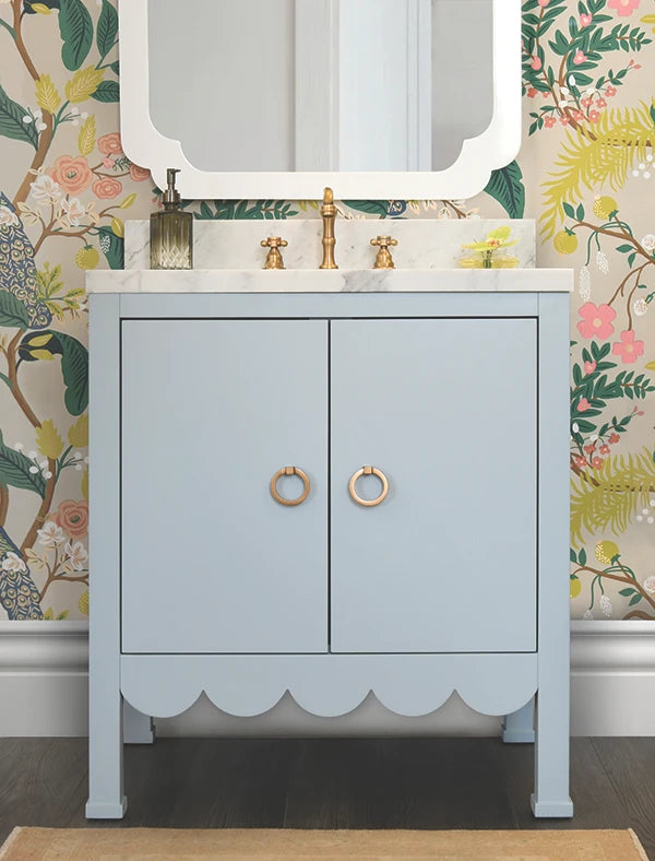 Kealey Light Blue Scalloped Bath Vanity