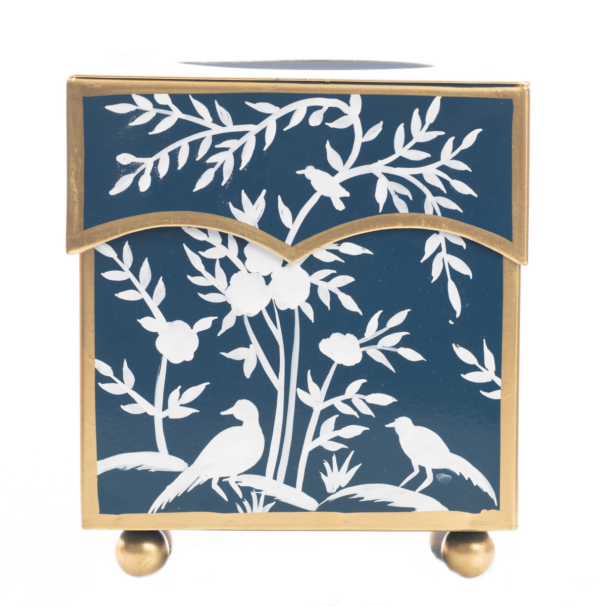 Navy & White Chinoiserie Wastepaper Basket & Tissue-Noble Designs