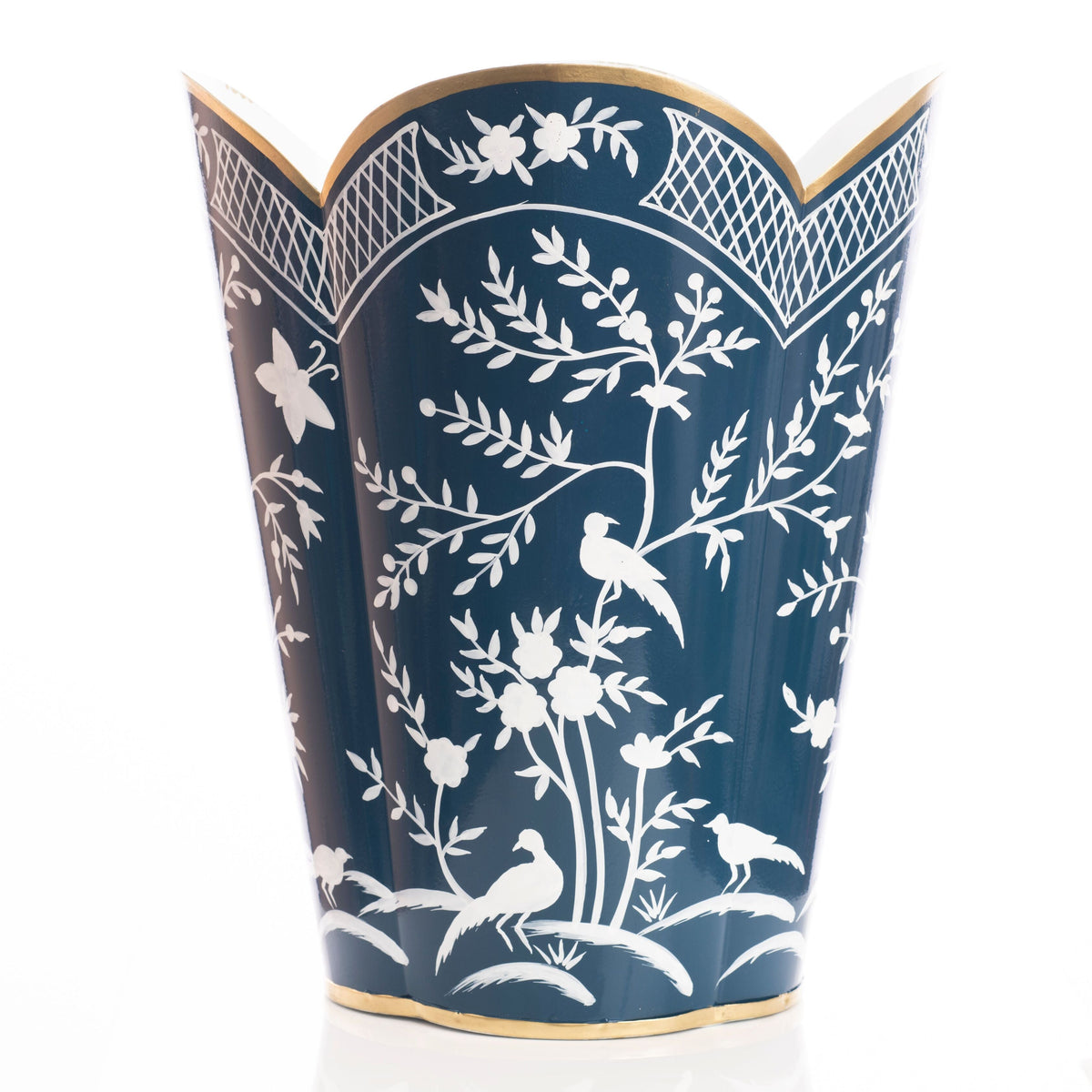 Navy & White Chinoiserie Wastepaper Basket & Tissue-Noble Designs