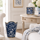 Navy & White Chinoiserie Wastepaper Basket & Tissue-Noble Designs