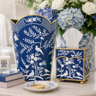 Navy & White Chinoiserie Wastepaper Basket & Tissue-Noble Designs
