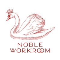 Logo of Noble Workroom with a swan illustration on a white background
