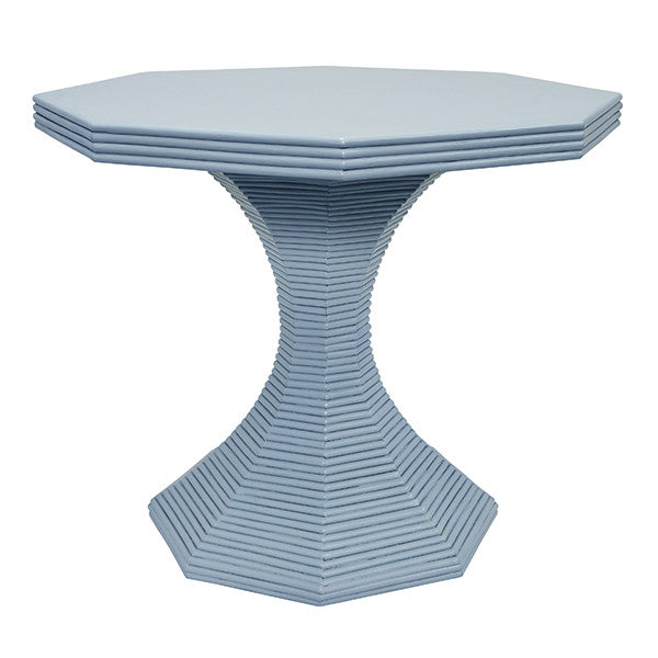 Octavia Light Blue Octagonal Rattan Feature Table