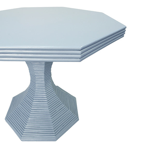 Octavia Light Blue Octagonal Rattan Feature Table