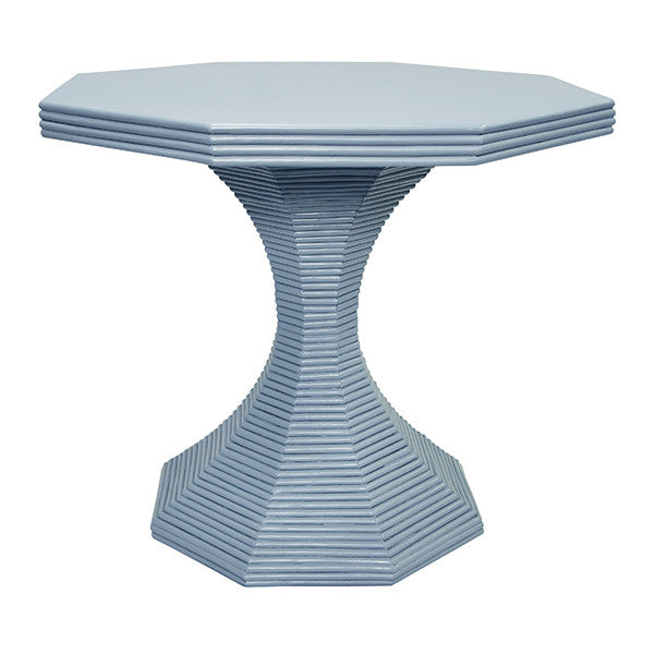 Octavia Light Blue Octagonal Rattan Feature Table