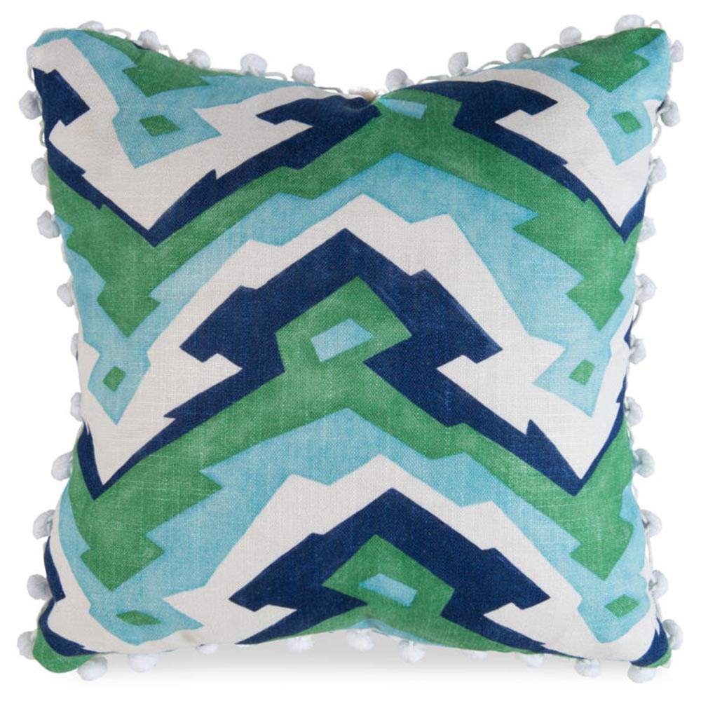 Deco Mountain Blue And Green Flat Sewn Pillow - Noble Designs