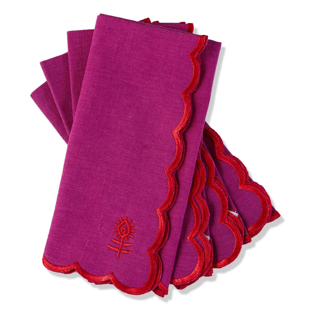 Icon Linen Napkins in Plum and Cherry, Set of 4 - Noble Designs