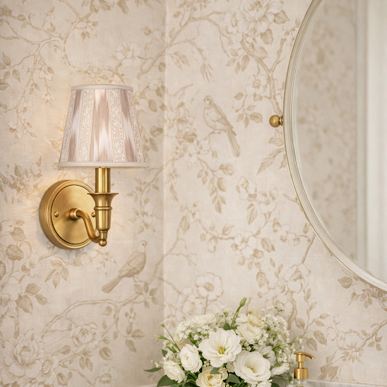 Brown Ikat Sconce Shade Front View - Noble Designs