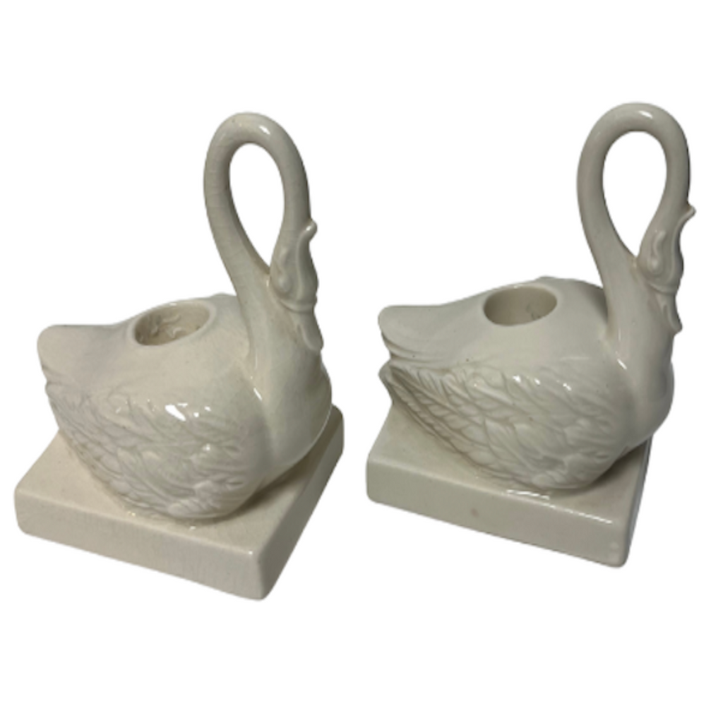Vintage Swan Candleholders , Set of 2 - Noble Designs