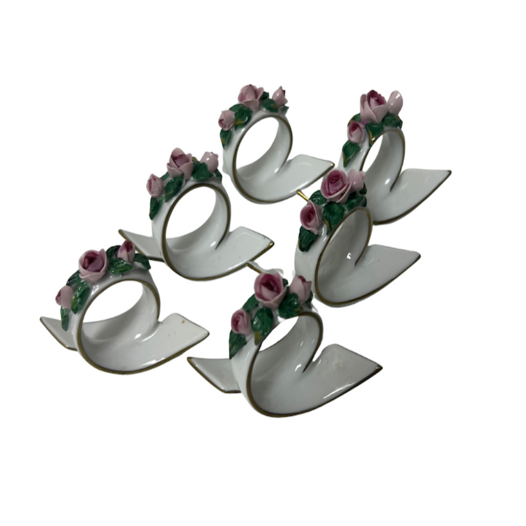 Vintage Rose Napkin Rings, Set of 6 - Noble Designs