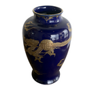 Vintage Blue and Gold Asian Vase - Noble Designs